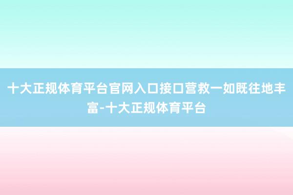 十大正规体育平台官网入口接口营救一如既往地丰富-十大正规体育平台