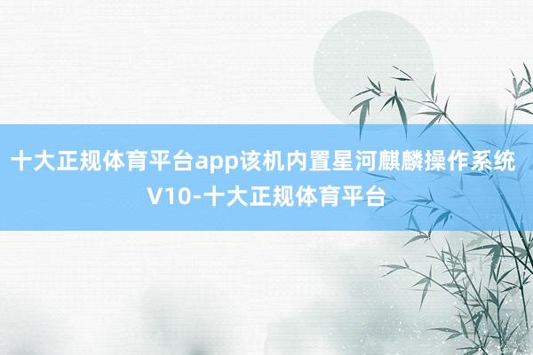 十大正规体育平台app该机内置星河麒麟操作系统 V10-十大正规体育平台