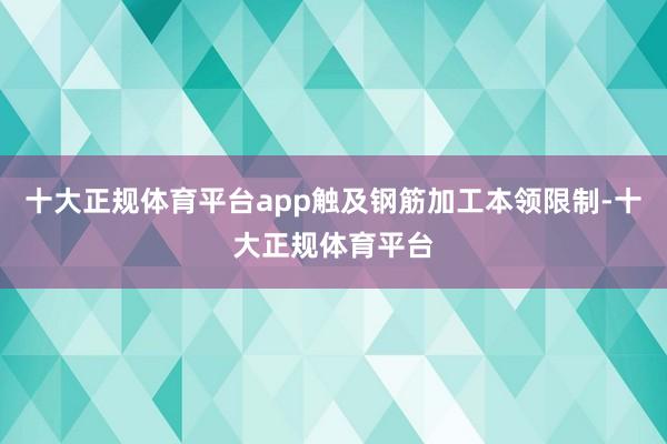 十大正规体育平台app触及钢筋加工本领限制-十大正规体育平台