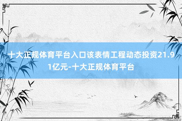 十大正规体育平台入口该表情工程动态投资21.91亿元-十大正规体育平台