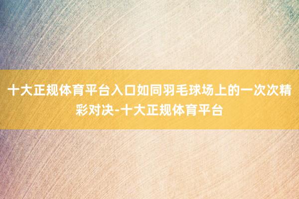 十大正规体育平台入口如同羽毛球场上的一次次精彩对决-十大正规体育平台