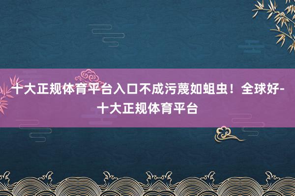 十大正规体育平台入口不成污蔑如蛆虫！全球好-十大正规体育平台