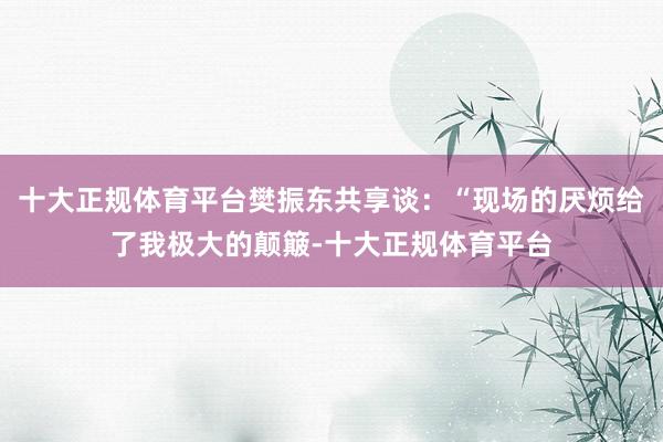 十大正规体育平台樊振东共享谈：“现场的厌烦给了我极大的颠簸-十大正规体育平台