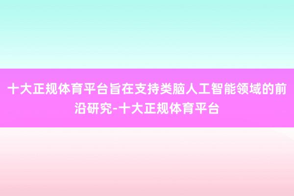 十大正规体育平台旨在支持类脑人工智能领域的前沿研究-十大正规体育平台