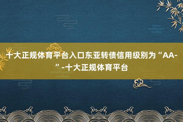 十大正规体育平台入口东亚转债信用级别为“AA-”-十大正规体育平台