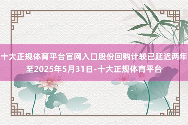 十大正规体育平台官网入口股份回购计较已延迟两年至2025年5月31日-十大正规体育平台