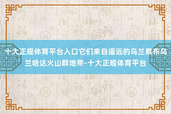 十大正规体育平台入口它们来自遥远的乌兰察布乌兰哈达火山群地带-十大正规体育平台