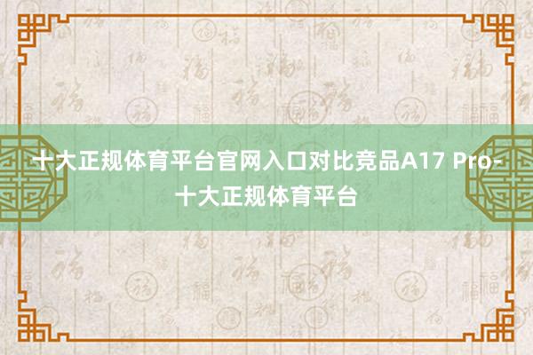 十大正规体育平台官网入口对比竞品A17 Pro-十大正规体育平台