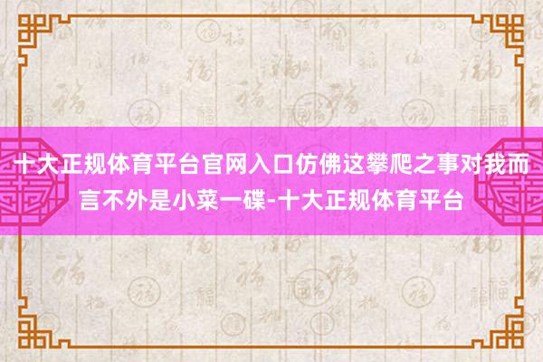 十大正规体育平台官网入口仿佛这攀爬之事对我而言不外是小菜一碟-十大正规体育平台